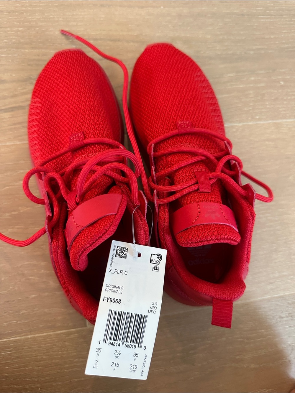 adidas Kids Red Knit Lace-Up Sneakers